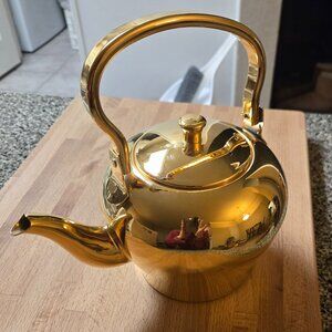 Vintage 24 kt Gold Plated Tea Kettle